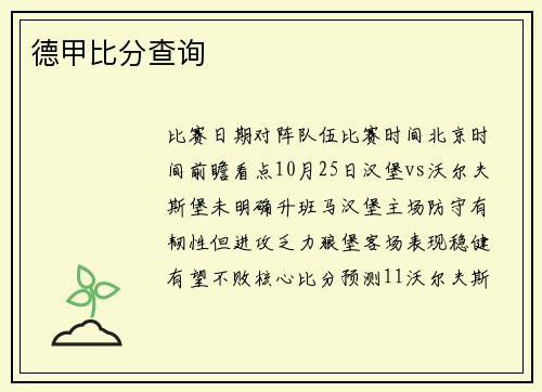 德甲比分查询